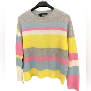 360 Cashmere S bright, light striped purse cashmere sweater in excellent condit